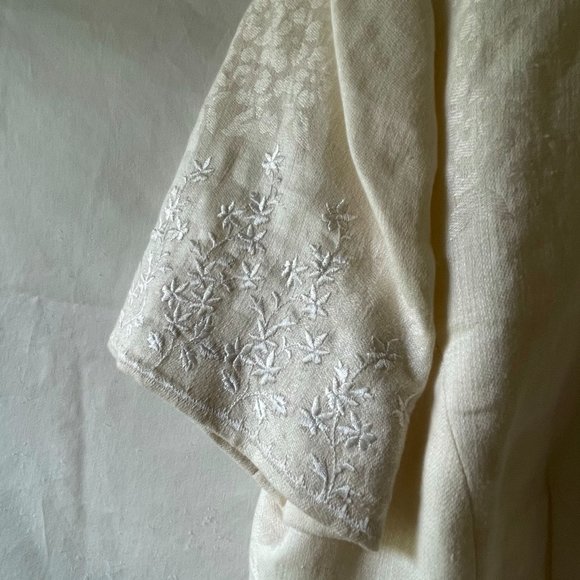 Vintage Cream Brocade Rayon Summer Suit Size 12P - Picture 4 of 14